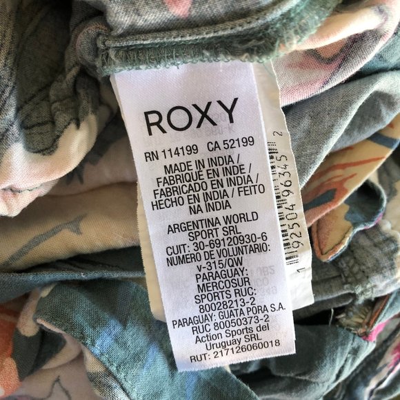 Roxy Blue-Green Tropical Romper with Pockets and tie back - Picture 6 of 6